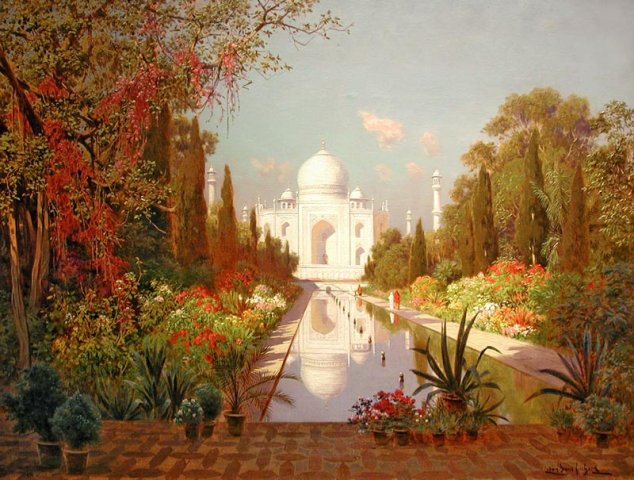Fischer Hans Ludwig - Blühender Garten vor taj mahal